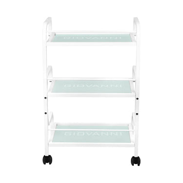 Cosmetic trolley with wheels and three glass panels - stylish and functional design