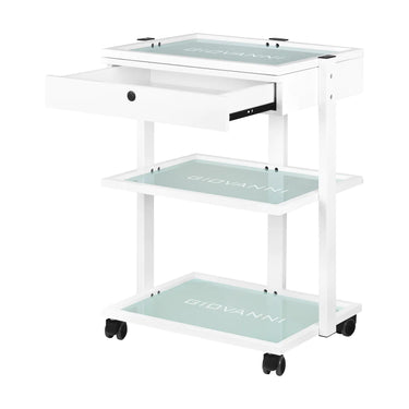 Cosmetic table with wheels and glass tops - practical and stylish design