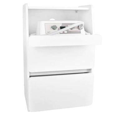 Functional storage unit with two drawers and pull-out shelf - perfect for modern salons and clinics