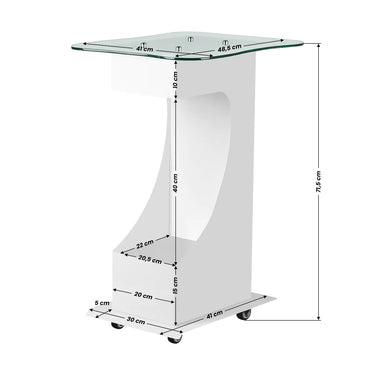Cosmetic table in metal and glass with wheels - practical and stylish
