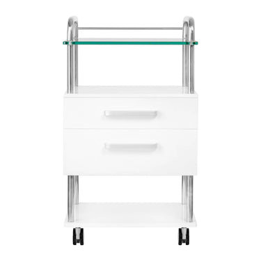 Cosmetic trolley with glass top and 2 drawers - Ideal for professional clinics