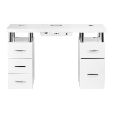 Manicure table in white - elegant and functional design with drawers and built-in absorber