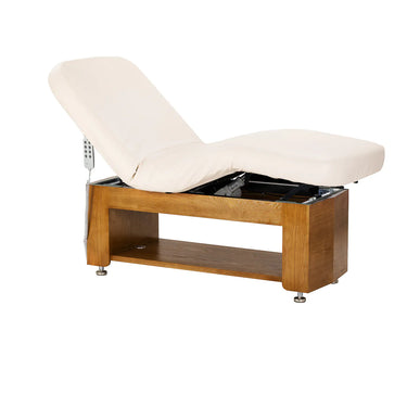 Electric spa bed in organic leather with built-in heating - adjustable height