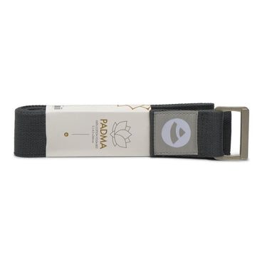 Extra long and wide yoga belt in gray - cotton, Padma XL yoga strap (3.05 mx 45 mm)