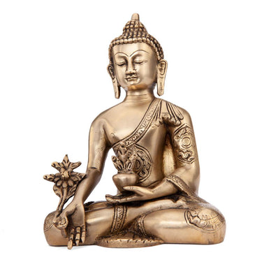 Buddha Statue – Medicin Buddha i Guld, Ca. 18 cm