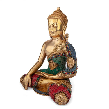 Buddha Statue – Multifarvet Akshobhya Buddha, Ca. 30 cm