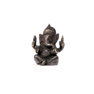 Ganesha statue in black - handmade lucky charm (7 cm)