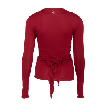 Bordeaux yoga slå-om-bluse – elegant og blød wrap jakke til yoga og meditation