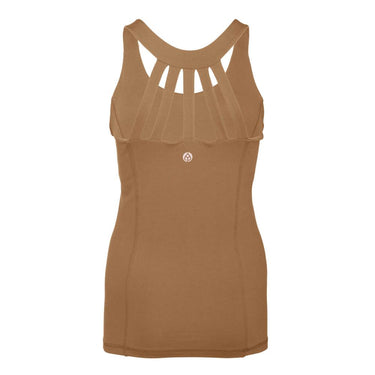 Yamadhi Yoga Top i Toffee Brun – Tætsiddende Stroptop med Elegant Rygdesign