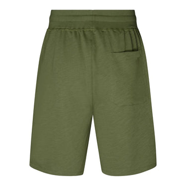 Olive green yoga shorts for men from yamadhi - relaxed fit in 100% organic cotton