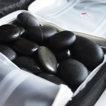 Hotstone reflexology sæt (35 stk.) – håndplukkede basaltsten til massage og zoneterapi